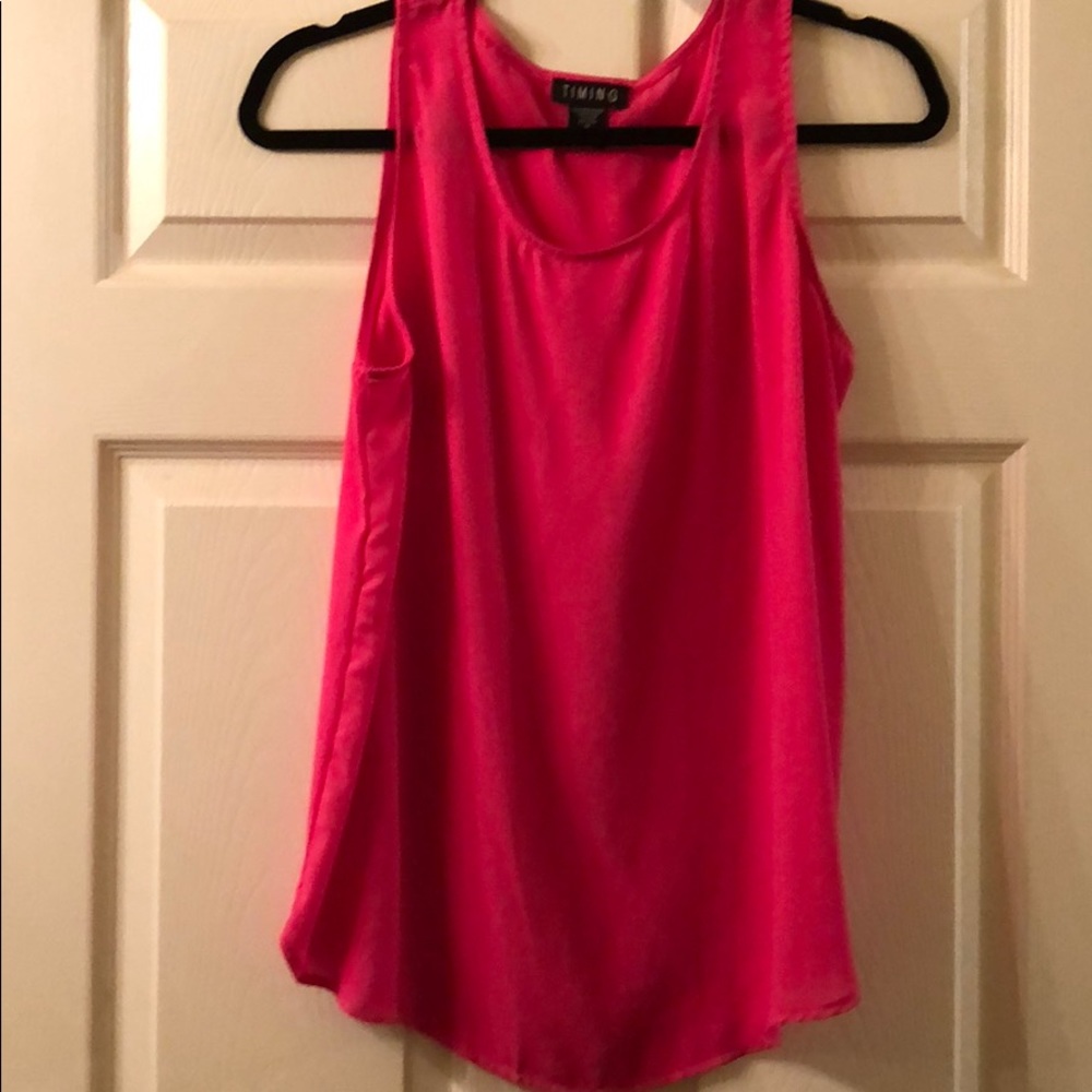 Hot Pink Sleeveless Blouse